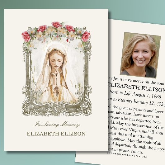 カトリック葬儀記念メアリー祈りの言葉カード