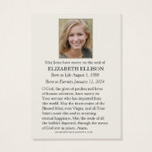 カトリック葬儀記念メアリー祈りの言葉カード (裏面)