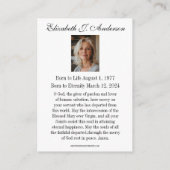 カトリック葬儀記念メアリー祈りの言葉カード エンクロージャーカード (裏面)