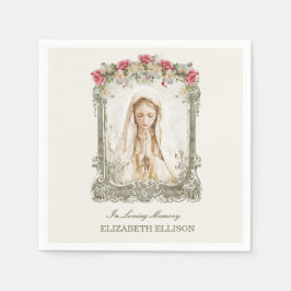 カトリック葬儀記念メアリー祈りの言葉カード スタンダードカクテルナプキン