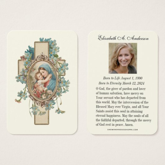 カトリック葬儀記念メリーイエス祈りの言葉カード (正面&裏面)