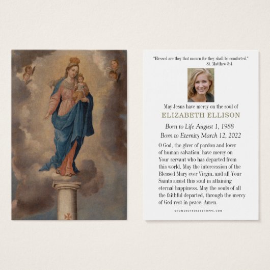 カトリック葬儀記念ヴァージンメアリー・イエス (正面&裏面)