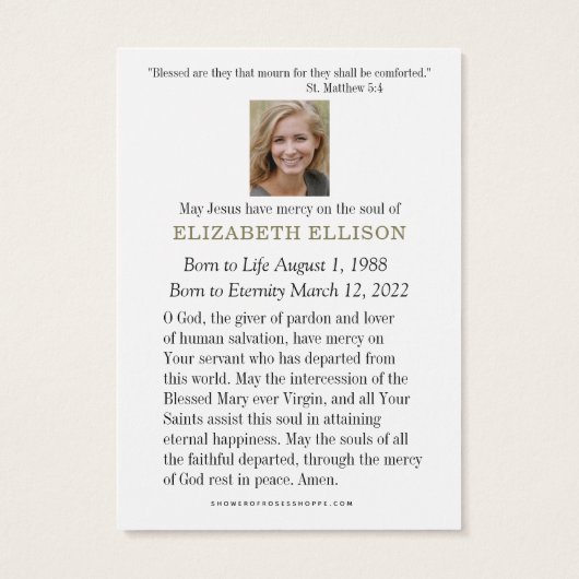 カトリック葬儀記念ヴァージンメアリー・イエス (裏面)