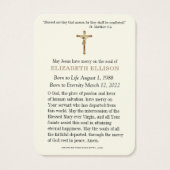 カトリック葬儀記念悔やみや弔慰祈りの言葉カード (裏面)