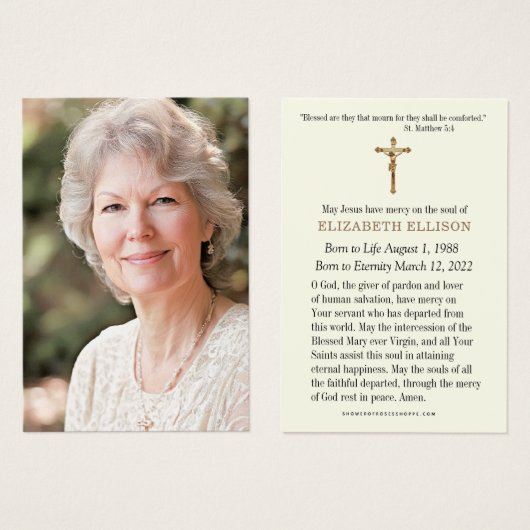 カトリック葬儀記念悔やみや弔慰祈りの言葉カード (正面&裏面)