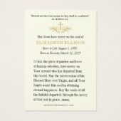 カトリック葬儀記念碑 | 金ゴールドクロス祈りの言葉 (裏面)