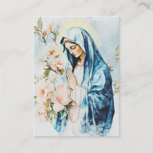 カトリック葬儀記念祈りの言葉メアリーフローラ プレイスカード (正面)