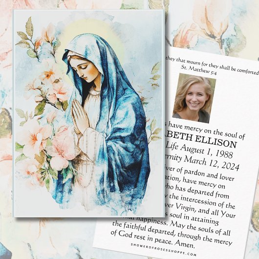 カトリック葬儀記念祈りの言葉メアリーフローラ プレイスカード