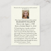 カトリック葬儀記念祈りの言葉メリーブルー プレイスカード (裏面)