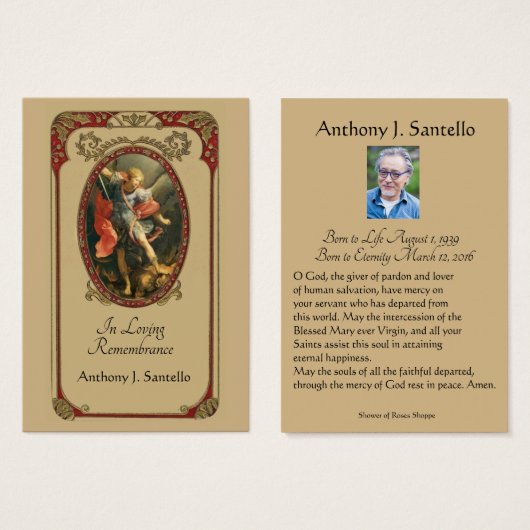 カトリック葬儀記念祈りの言葉聖札 (正面&裏面)