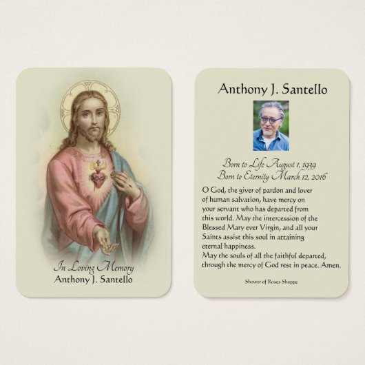 カトリック葬儀記念祈りの言葉聖札 (正面&裏面)