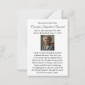 カトリック葬儀記念祈りの言葉聖札 ノートカード (裏面)