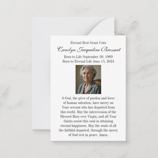 カトリック葬儀記念祈りの言葉聖札 ノートカード (裏面)