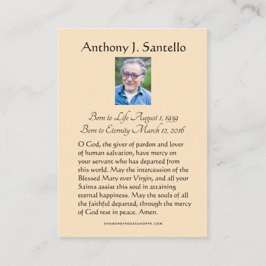 カトリック葬儀記念祈りの言葉聖札 プレイスカード (裏面)