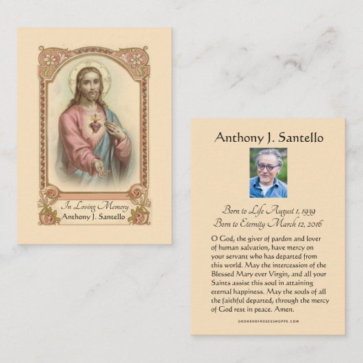 カトリック葬儀記念祈りの言葉聖札 プレイスカード (正面/裏面)