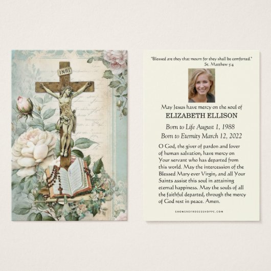 カトリック葬儀記念聖なる書物、 経典祈りの言葉カード (正面&裏面)