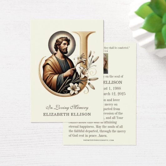 カトリック葬儀記念聖ヨセフ祈りの言葉カード (デスク)