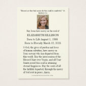 カトリック葬儀記念聖ヨセフ祈りの言葉カード (裏面)