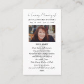 カトリック葬儀記念聖祈りの言葉カード 名刺 (裏面)