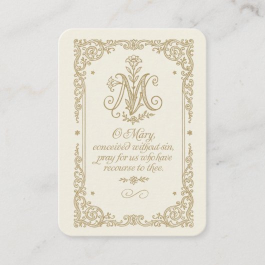 カトリック葬儀記念金ゴールドフローラ祈りの言葉 名刺 (正面)