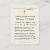 カトリック葬儀記念金ゴールドフローラ祈りの言葉 名刺 (裏面)