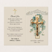 カトリック葬儀金ゴールド十字架祈りの言葉写真カード 名刺 (外部フラット)