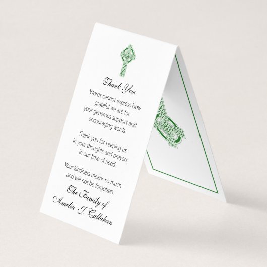 カトリック葬式アイルランド祈りの言葉聖式カード記念 名刺 (裏面)