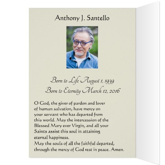 カトリック葬式悔やみや弔慰神聖なカードありがとう (内側 (左))