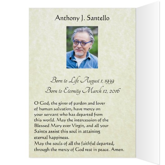 カトリック葬式悔やみや弔慰神聖なカードありがとう (内側 (左))