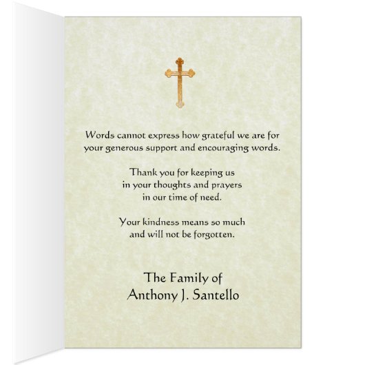 カトリック葬式悔やみや弔慰神聖なカードありがとう (内側 (右))