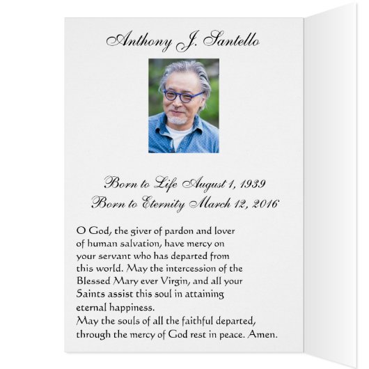 カトリック葬式悔やみや弔慰神聖なカードありがとう (内側 (左))