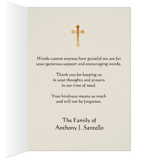 カトリック葬式悔やみや弔慰神聖なカードありがとう (内側 (右))