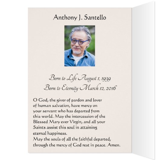 カトリック葬式悔やみや弔慰神聖なカードありがとう (内側 (左))