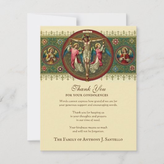 カトリック葬式悔やみや弔慰神聖なカードありがとう サンキューカード (正面)
