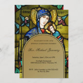 カトリック誕生日宗教的ステンドグラス 招待状 (正面/裏面)