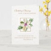 カトリック誕生日祈りの言葉の前のCrucifixフローラ カード (黄色い花)