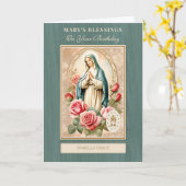 カトリック誕生祝いヴァージンメアリー カード (黄色い花)