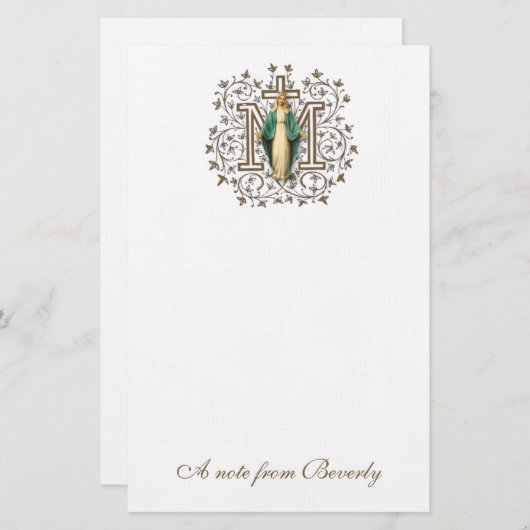 カトリック賛美ヴァージンマリアクロス宗教 便箋 (正面/裏面)