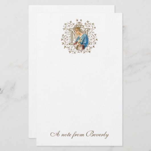 カトリック賛美ヴァージンマリアクロス宗教 便箋 (正面/裏面)