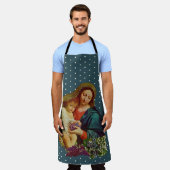 カトリック賛美ヴァージンマリアベビーイエスフローラ エプロン (着用した状態)