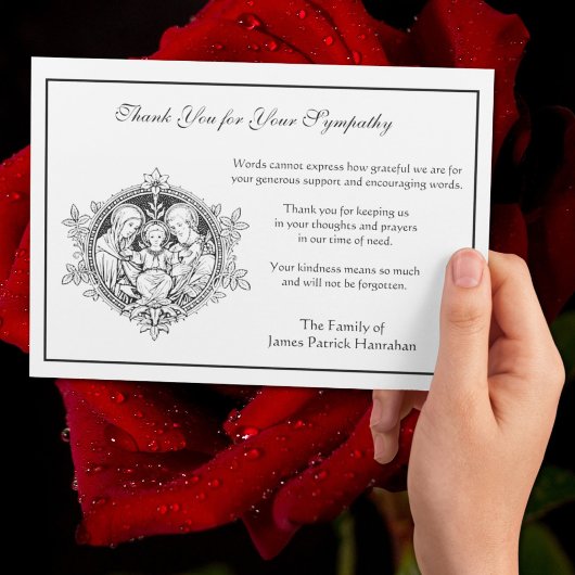 カトリック追悼の聖家族の葬儀 サンキューカード