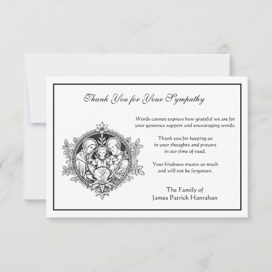 カトリック追悼の聖家族の葬儀 サンキューカード (正面)
