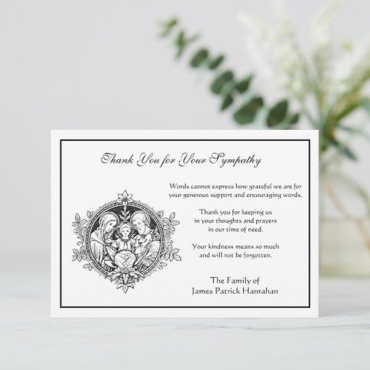 カトリック追悼の聖家族の葬儀 サンキューカード (スタンド正面)