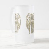 カトリック金ゴールドの白 フロストグラスビールジョッキ (正面左)