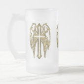 カトリック金ゴールドの白 フロストグラスビールジョッキ (左)