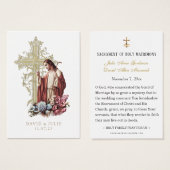 カトリック金ゴールドクロス結婚の祈りの言葉カード (正面&裏面)