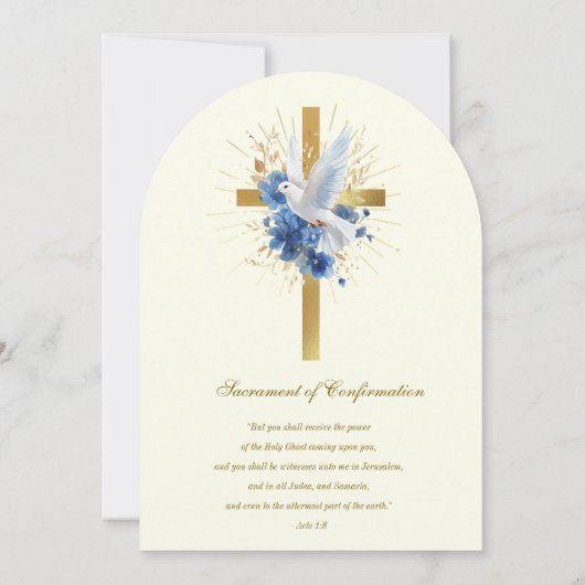 カトリック金ゴールド確認用ドーブピンクローズ 招待状 (裏面)