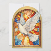 カトリック金ゴールド確認鳩ステンドグラス 招待状 (裏面)