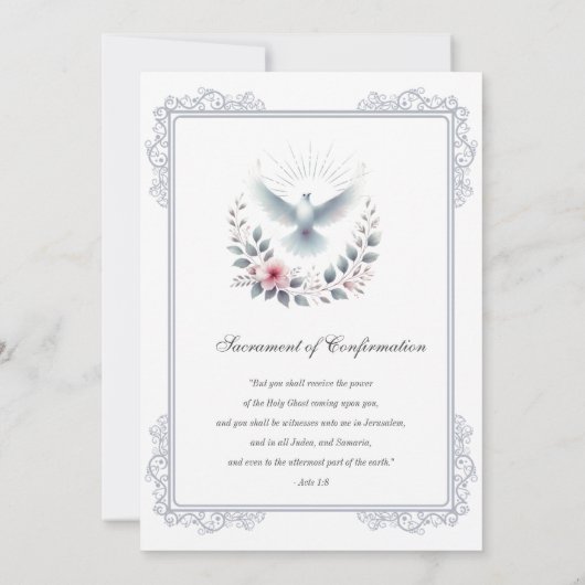 カトリック銀確認用ドーブピンクローズ 招待状 (裏面)