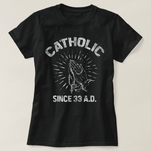 カトリック33ADイエズスフォロワーロザリオ祈りの言葉 Tシャツ (デザイン正面)